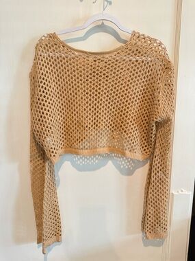 Cupshe Beige Open-Knit Beach Cover-Up
